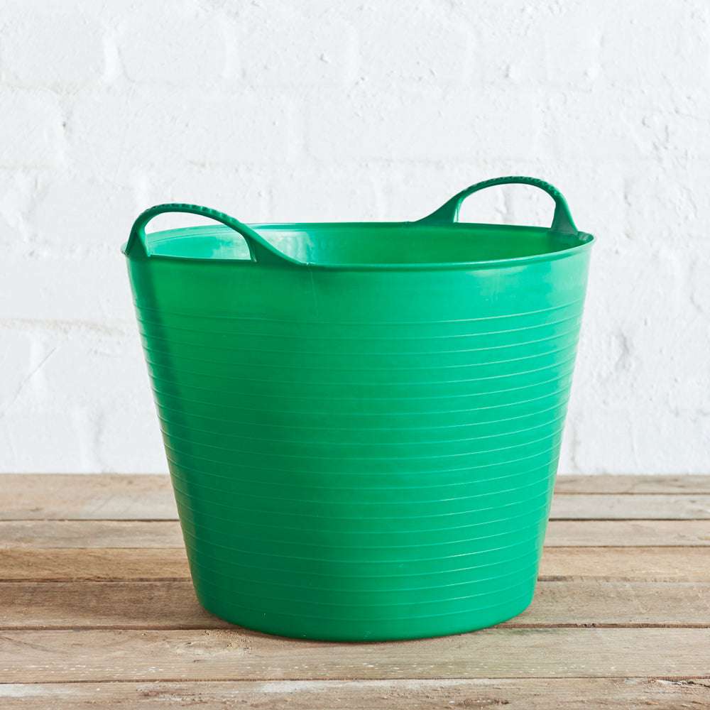 Gartenbottich Tubtrug in Grün – flexibler Kunststoff-Eimer mit Griffen