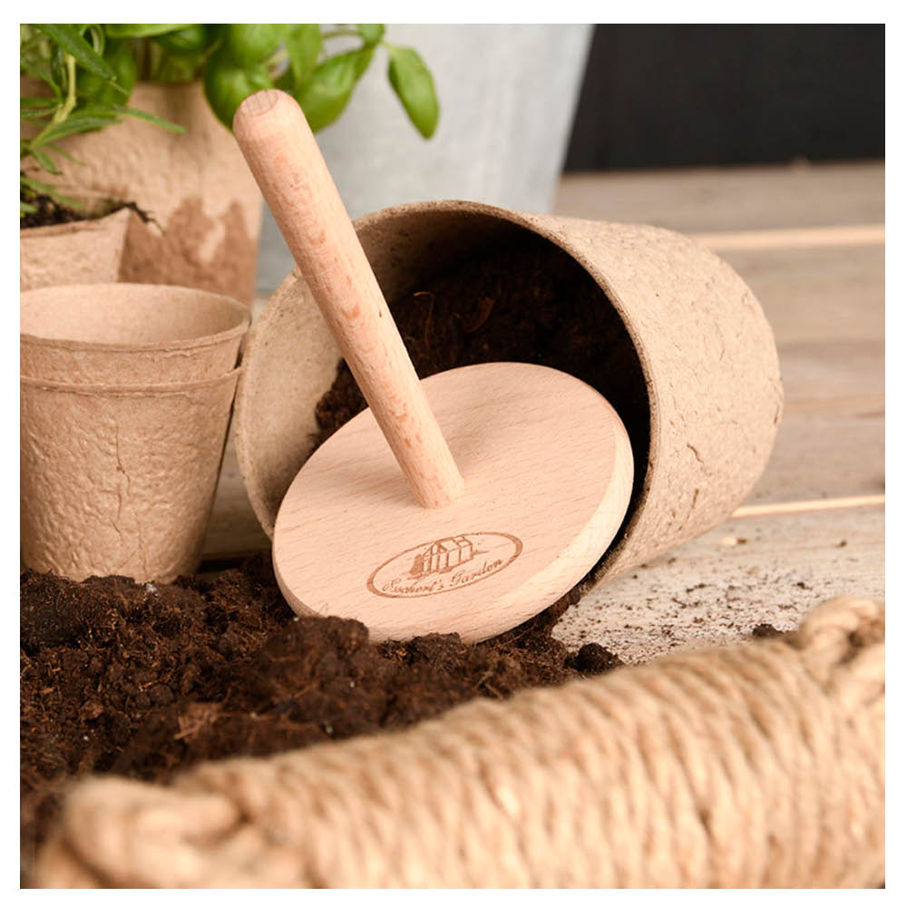 Holzstößel für Pflanztöpfe zum gleichmäßigen Andrücken der Erde