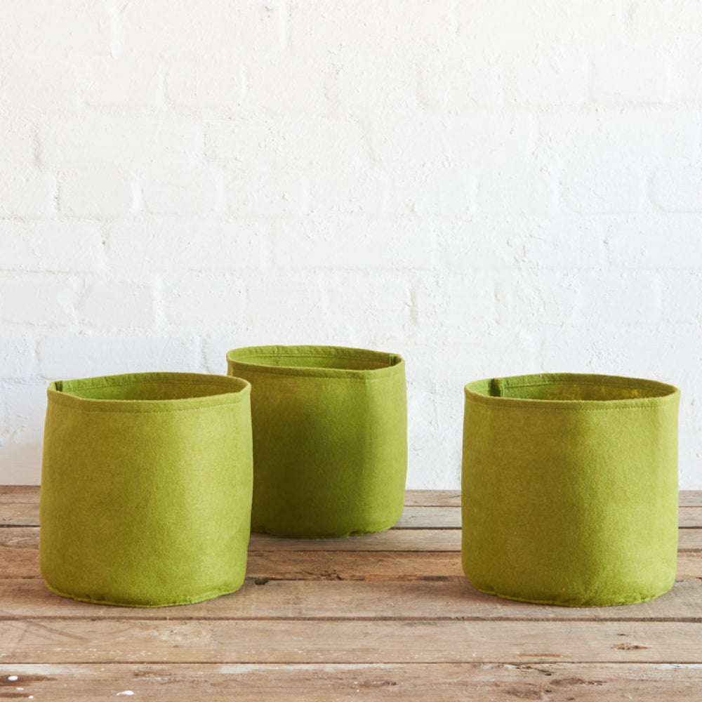 Detailaufnahme der grünen Vigoroot Pflanztasche aus atmungsaktivem Material