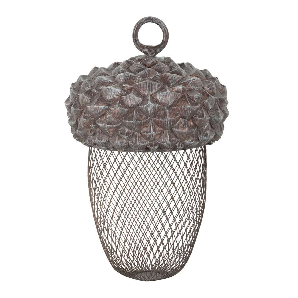 Hängende Eichel-Vogelfutterstelle aus Polyresin und Metall