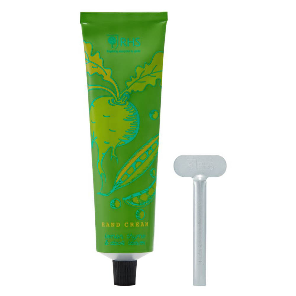 RHS Home Grown Handcreme mit Schlüssel zum Aufrollen der Tube – vegan & tierversuchsfrei