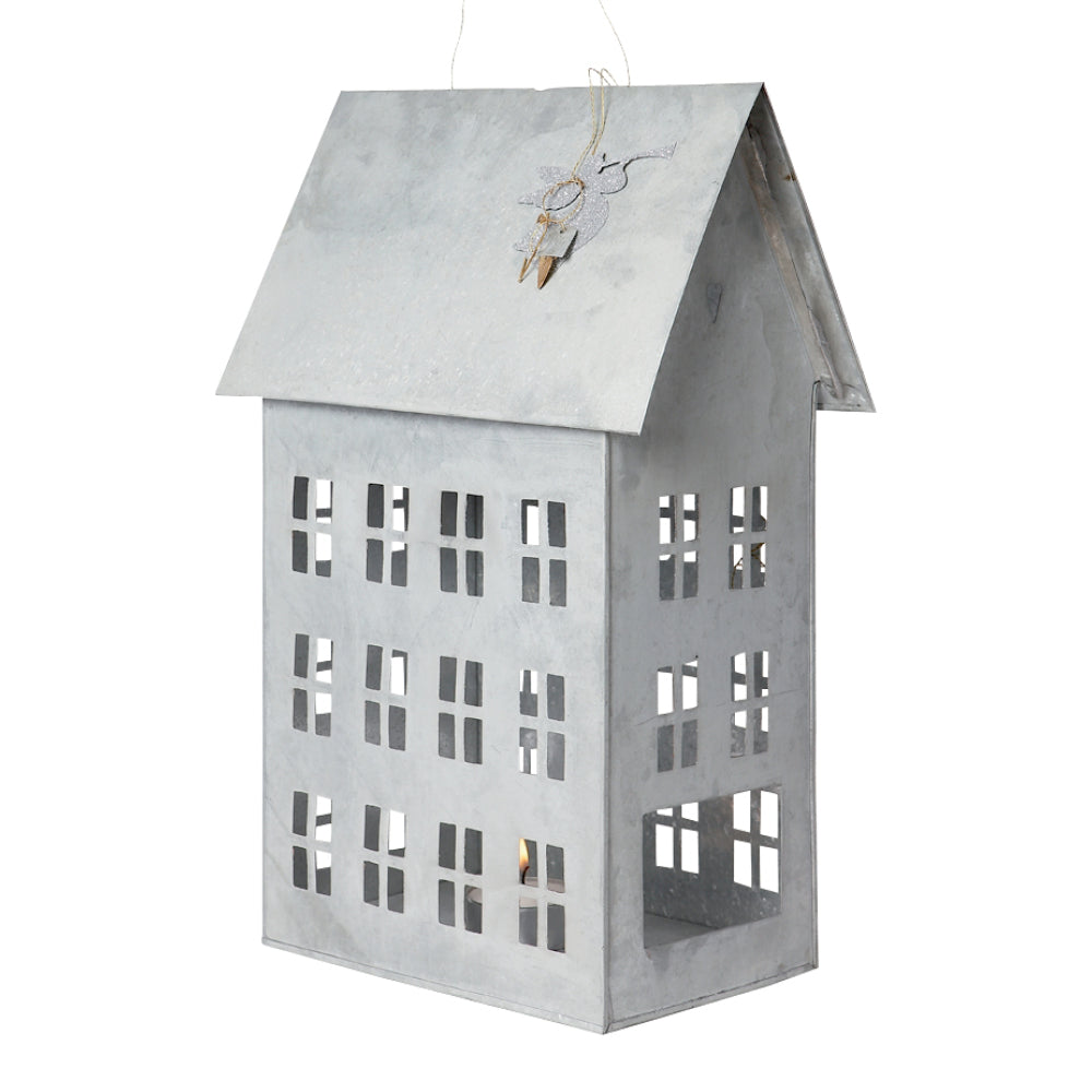 Walther & Co Zinkhaus hoch – handgearbeitetes großes Dekohaus aus Zink mit Fensterverzierungen