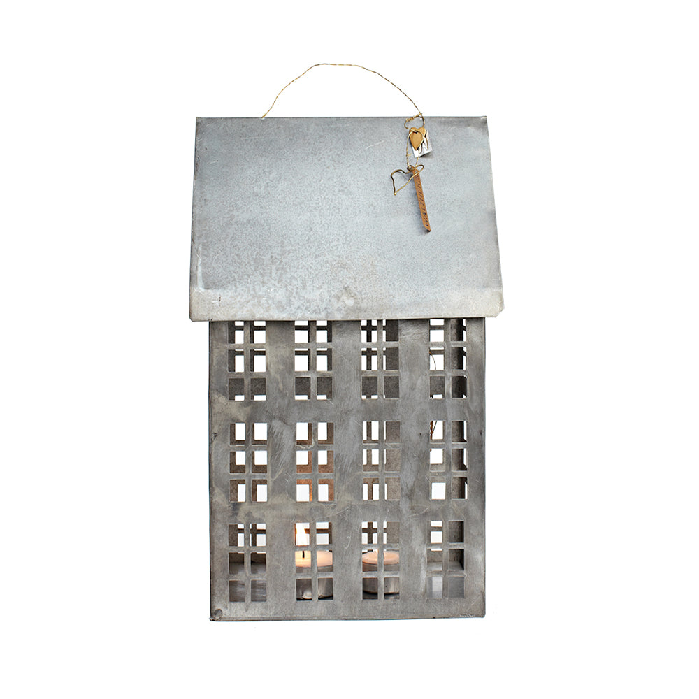 Mittleres Zinkhaus von Walther & Co – dekoratives Dekohaus aus Zink für Kerzen & Lichterketten