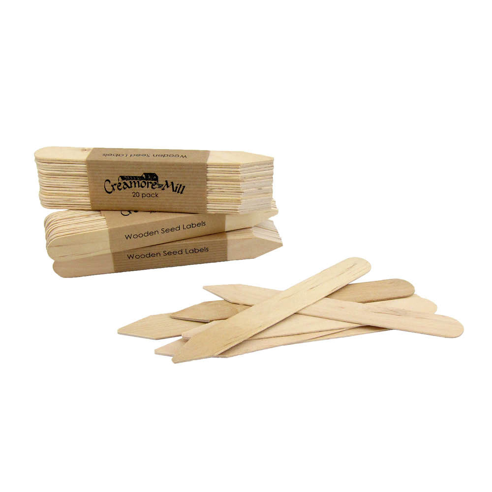 „Creamore Mill Pflanzetiketten aus Birkenholz – 20er Set, beschriftbare Holzstecker für Garten & Aussaat