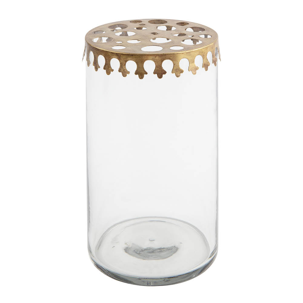 Vasendeckel aus Metall auf Glasvase – dekorativer Blumenaufsatz für kreative Arrangements von Gartenzauber