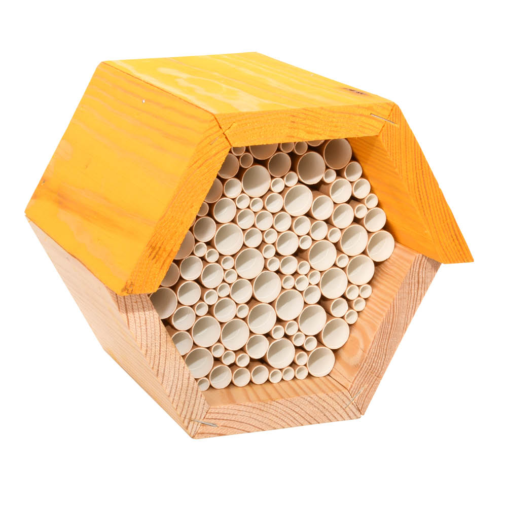 Sechseckiges Bienenhaus aus FSC-Kiefernholz für Wildbienen