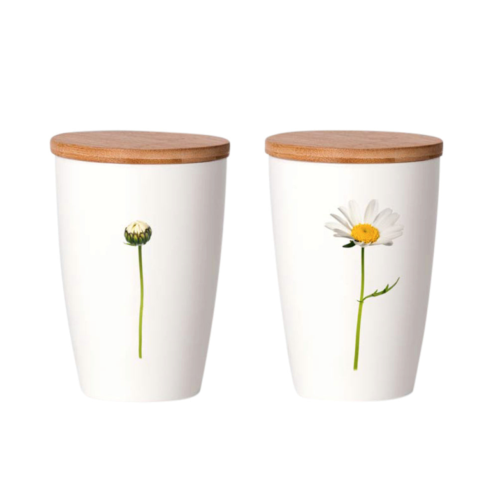 Großer Simply Flowers Becher mit Margeriten-Motiv, schlichtes Nordic Design.
