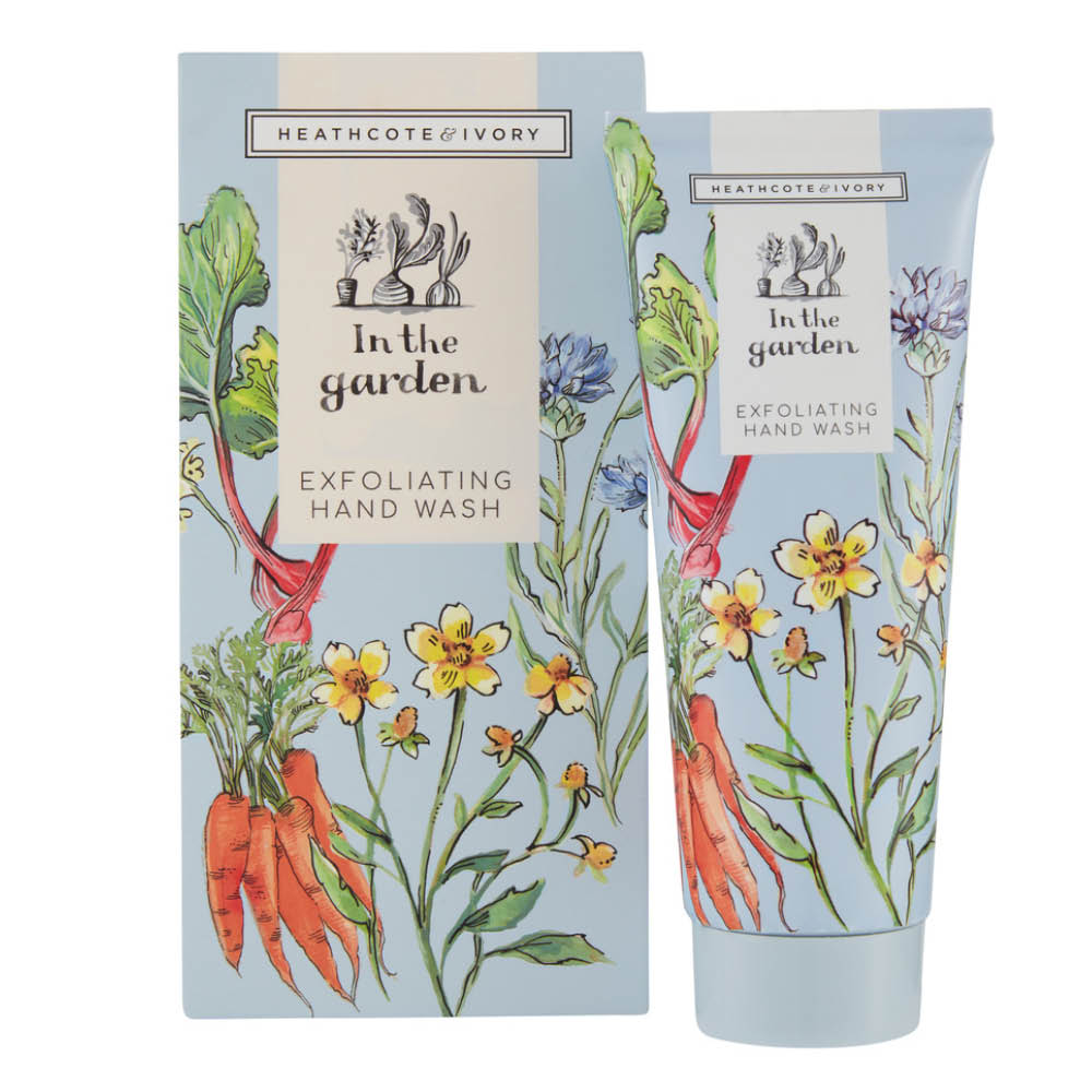 Produktabbildung Handpeeling „In the Garden“ von Heathcote & Ivory, 100 ml Tube mit floralem Design