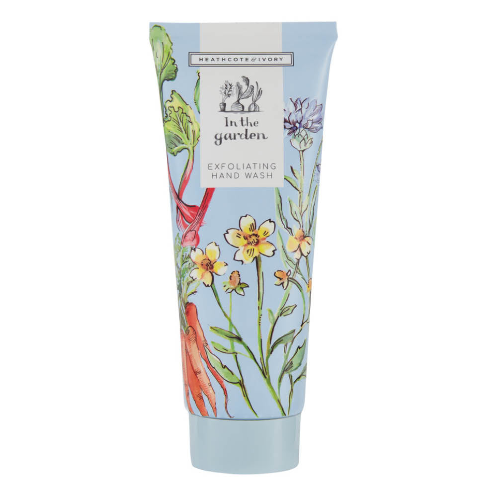 Nahaufnahme Handpeeling „In the Garden“ – Tube mit Blumendekor im Detail