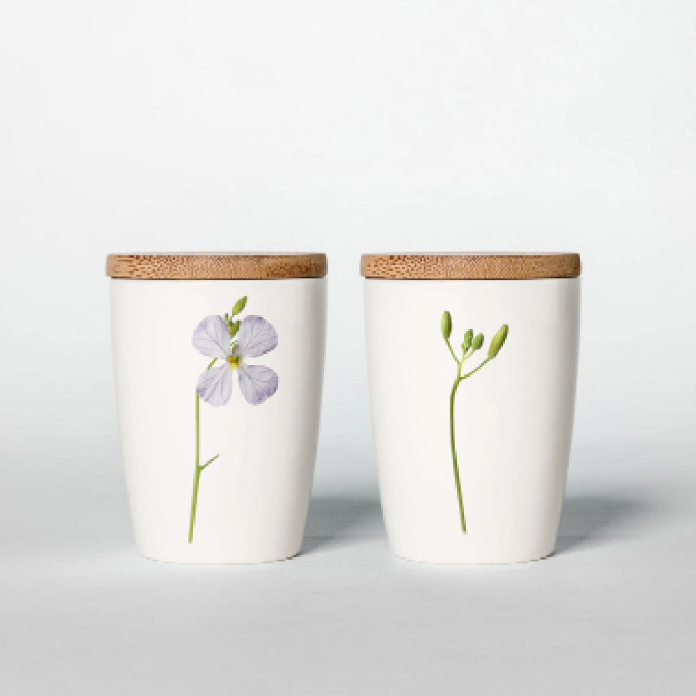 Kleiner Simply Flowers Becher mit Ölrettich-Motiv, handgefertigtes Nordic Design