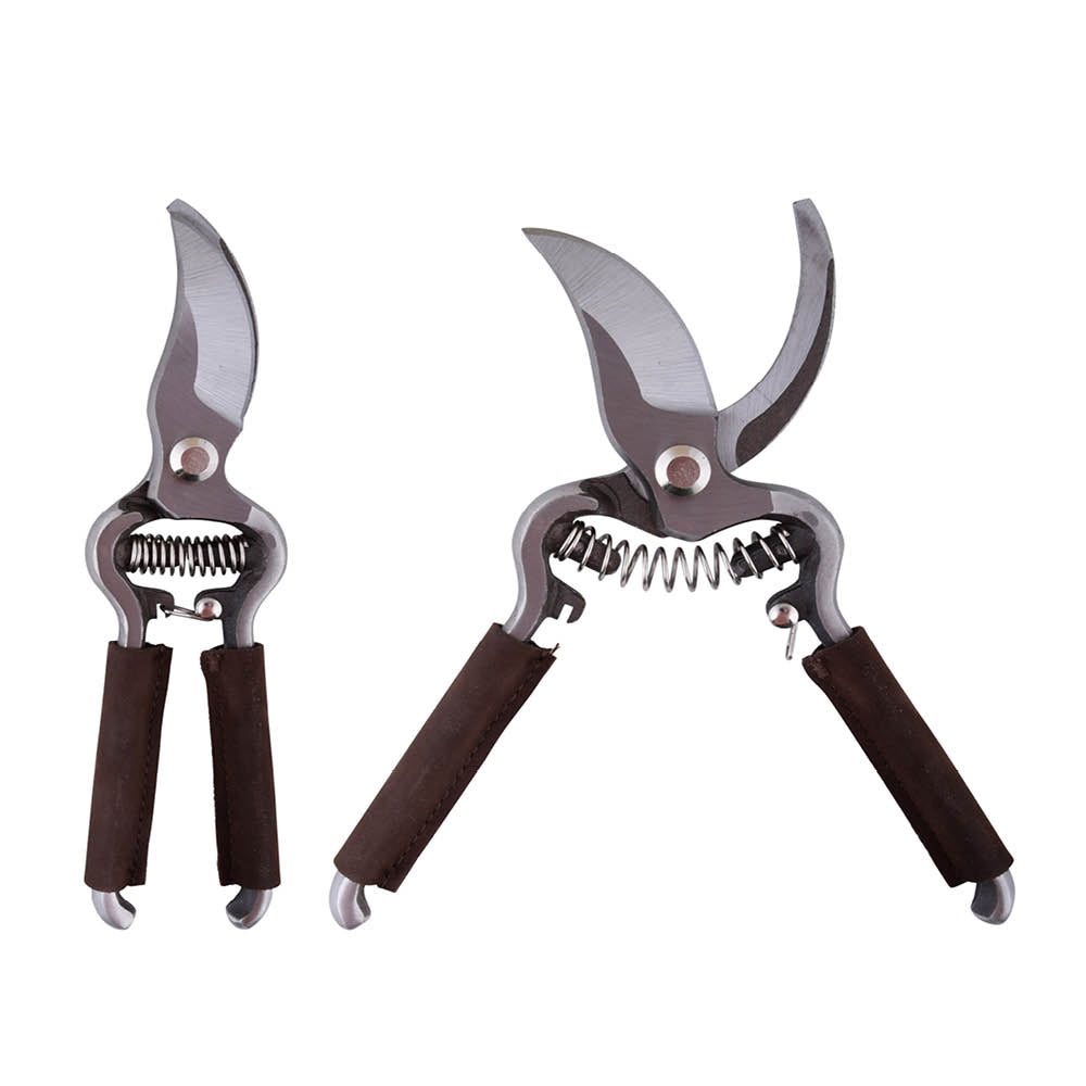 Obst- und Blumenschere mit Griff aus Leder und Klinge aus Carbonstahl