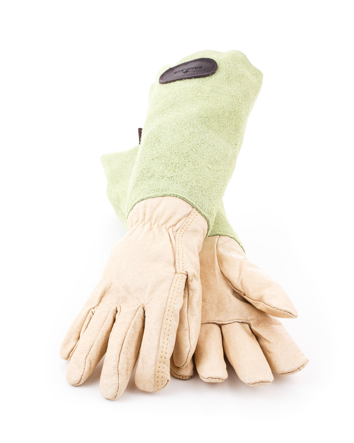 Gartenhandschuhe Bradleys Lindgrün – Lederhandschuhe mit langen Wildlederstulpen