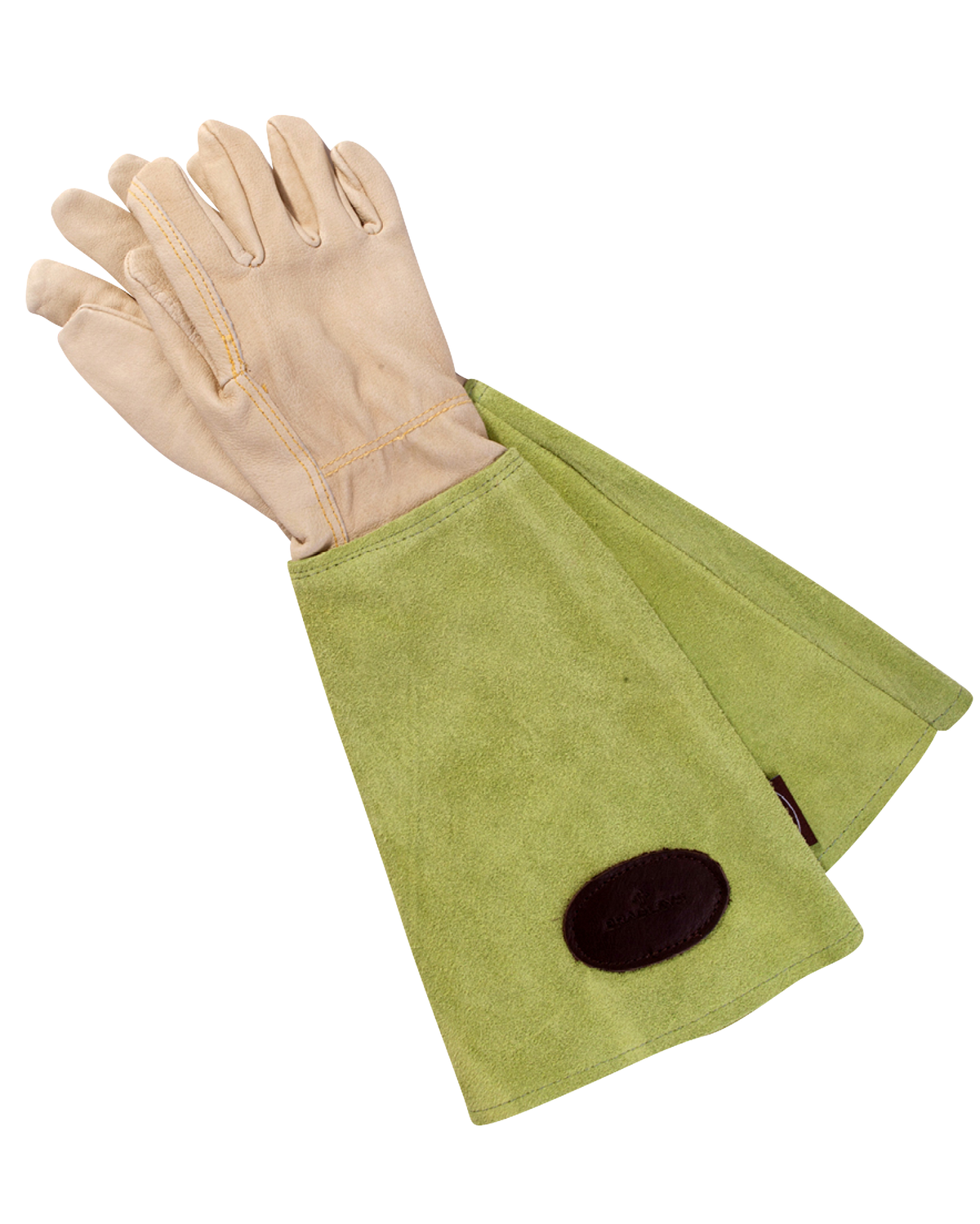 Gartenhandschuhe Bradleys Lindgrün – Lederhandschuhe mit langen Wildlederstulpen