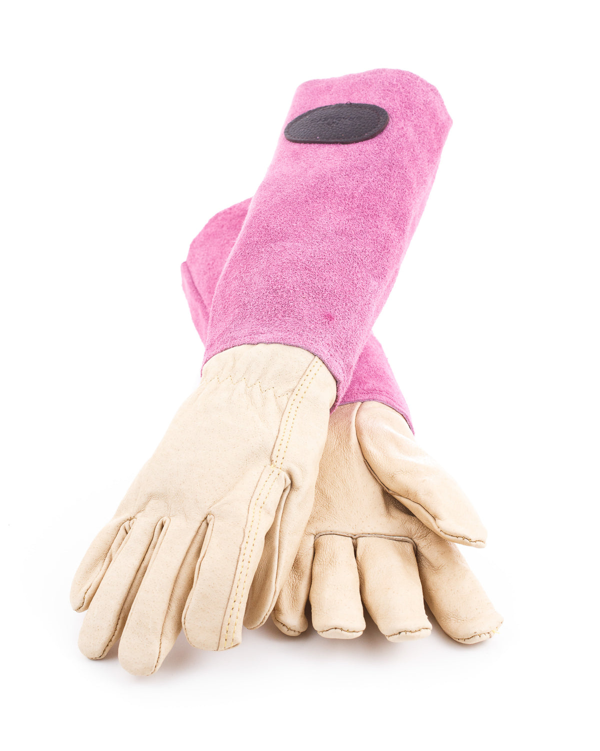 Gartenhandschuhe Bradleys Pink – Lederhandschuhe mit langen Wildlederstulpen