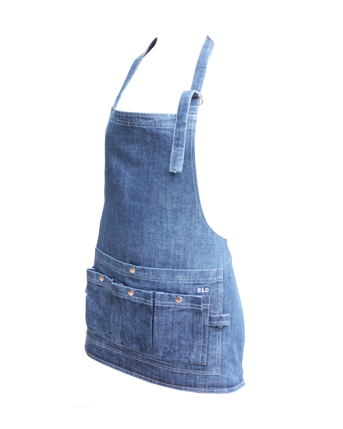 Kurze Gartenschürze aus Jeansstoff – praktische Arbeitsschürze von Eldgarden.