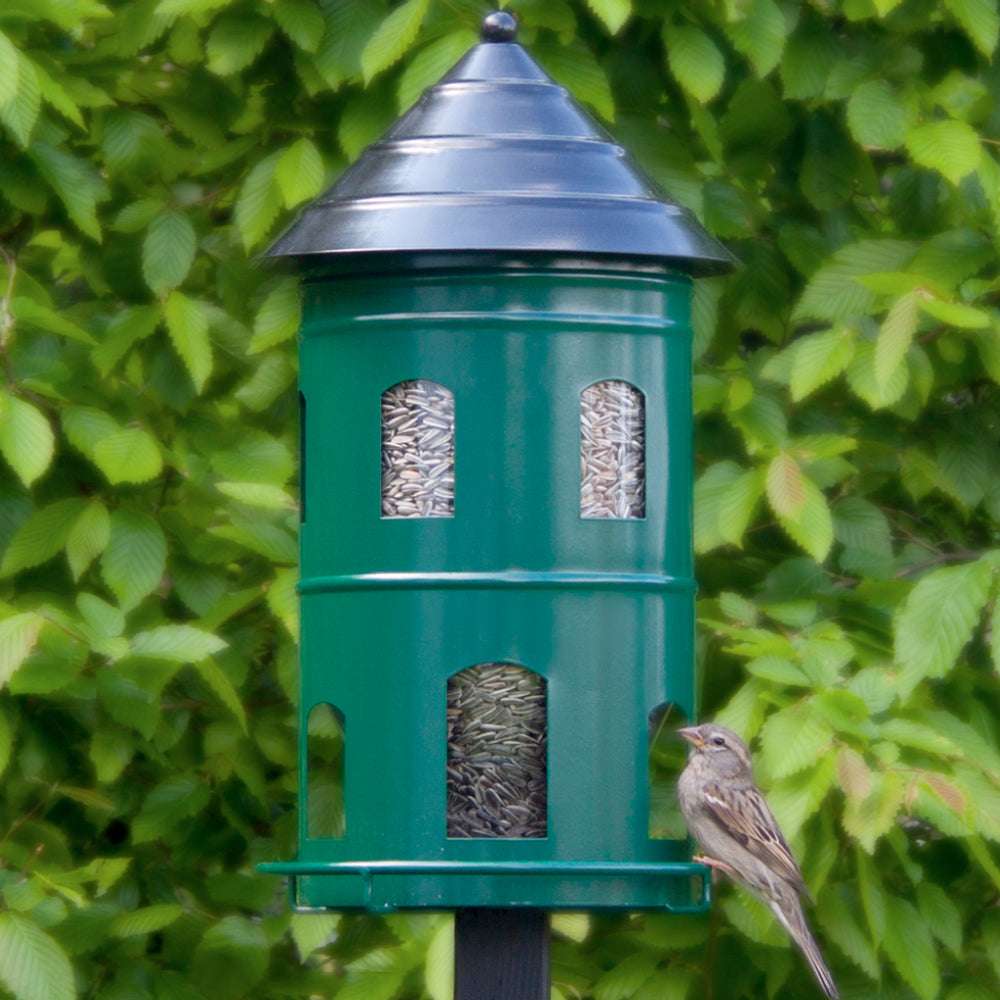 gigant-futterstation-gruen-pulverlackiertes-metall-fuetterung-wildlife-garden-winter-gartenzauber