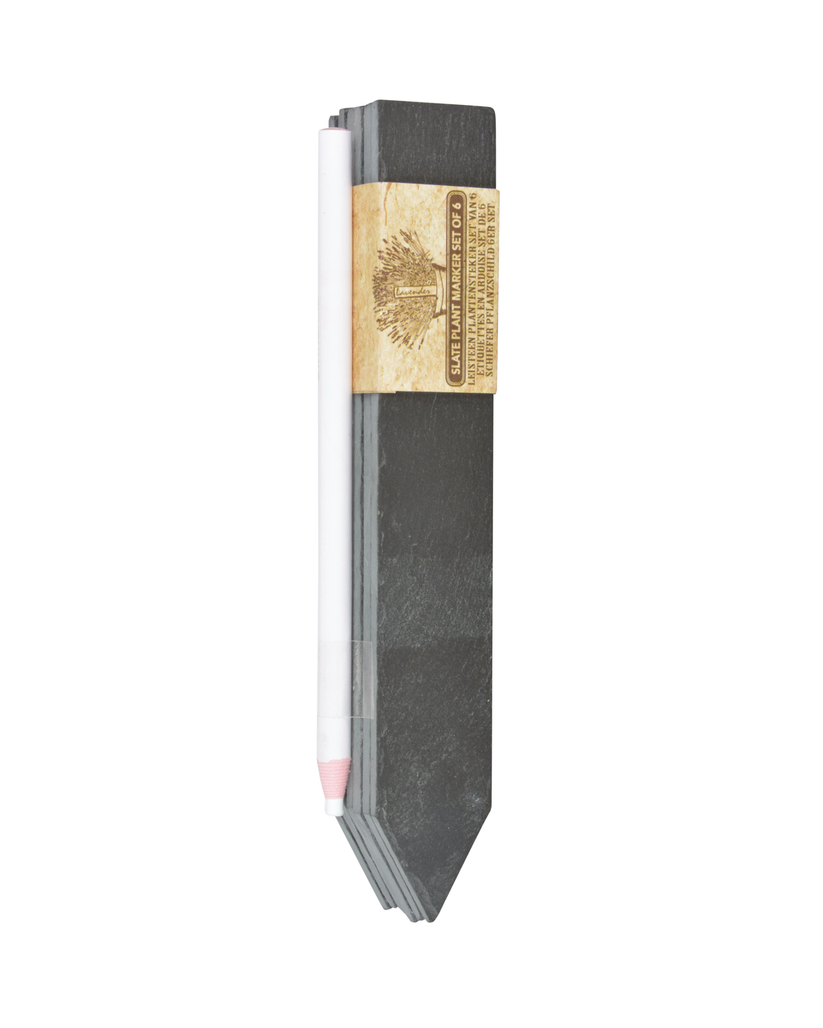 pflanzschilPflanzschilder aus Schiefer mit Banderole und Wachsstift – wetterfeste Pflanzetiketten 6er Set von Gartenzauberder-schiefer-6er-set