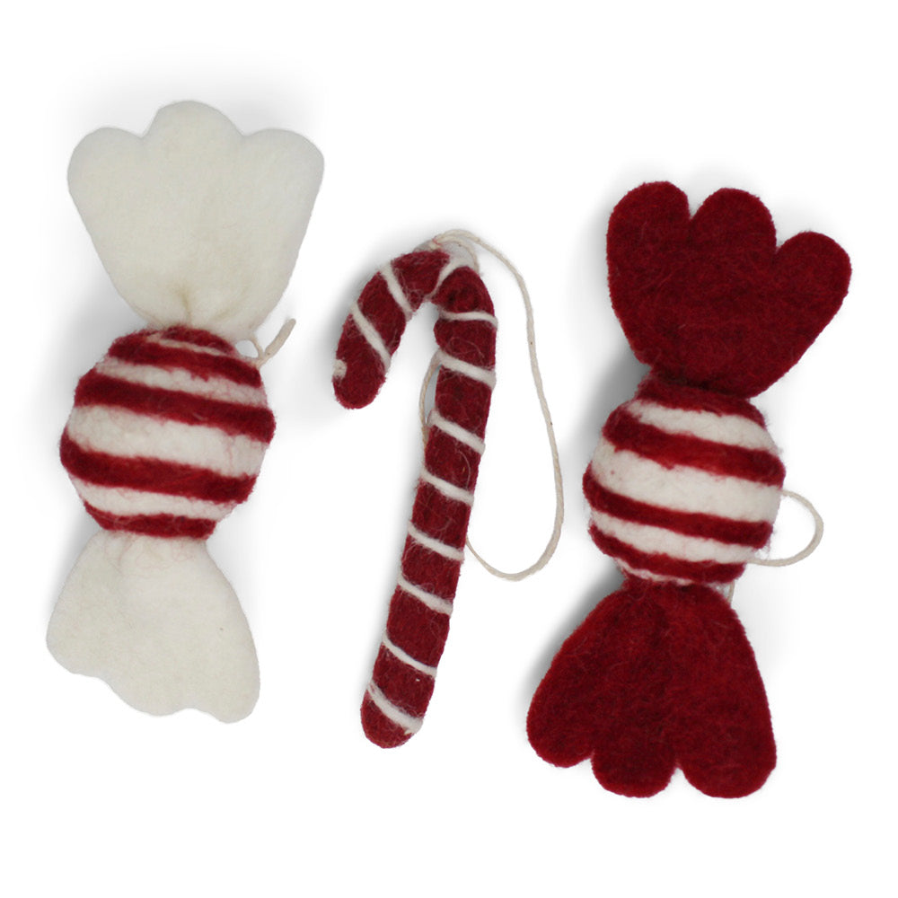 Candy and candy cane pendants - set of 3