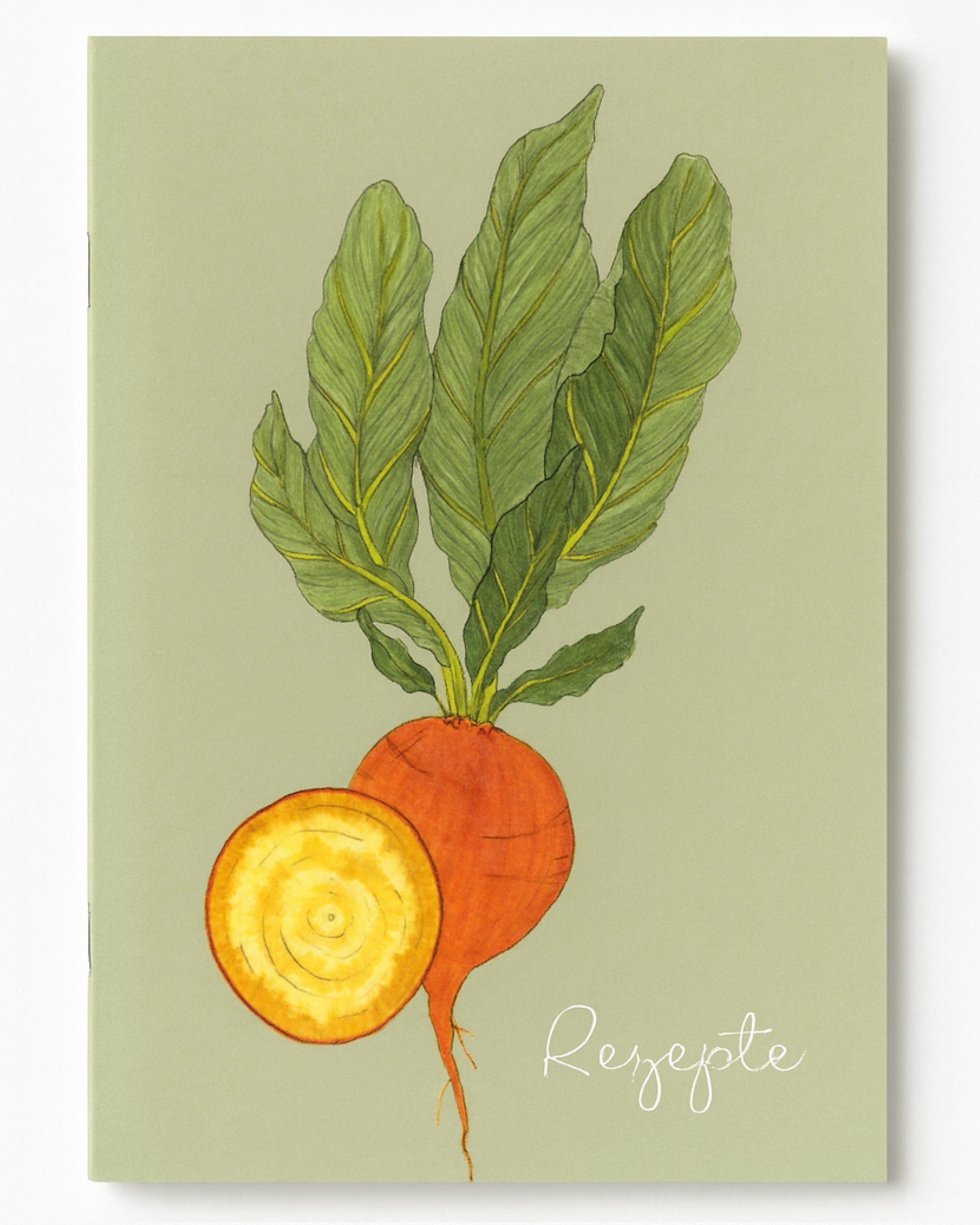 Notizheft A5 mit handgezeichneter Rote Bete Wintersonne – Gartenzauber Papeterie. 