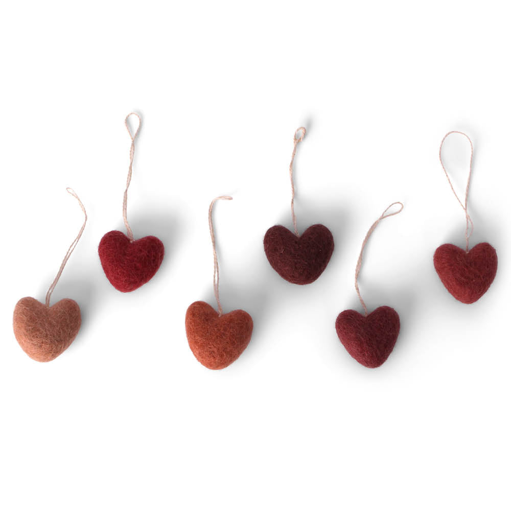 Anhaenger Mini Herzen Rot aus Filz Gry und Sif