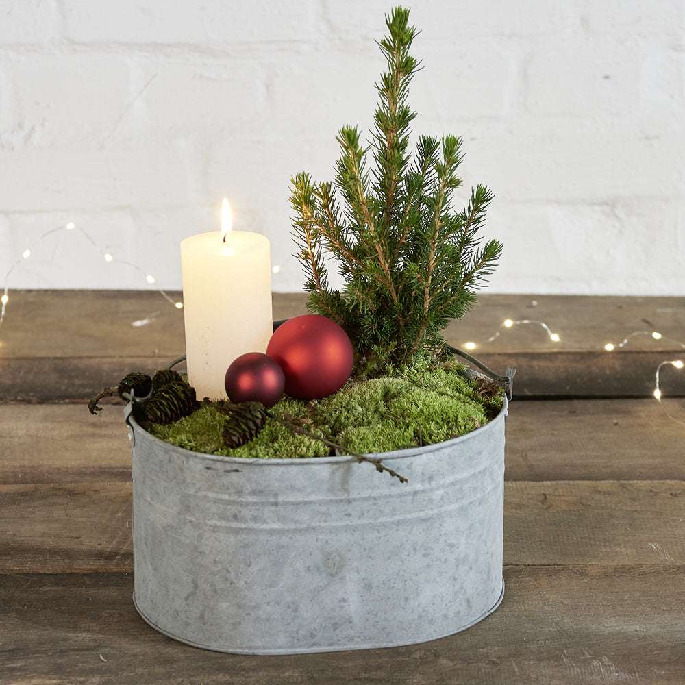 Dekorativer Zink-Eimer mit Holzgriff im Vintage-Stil für Gartenfreunde