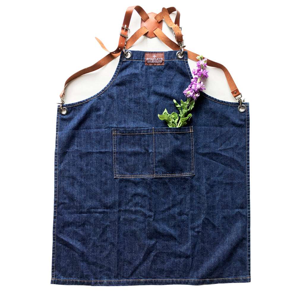 Bradleys Gartenschürze Heritage Utility – Jeansschürze mit Lederträgern