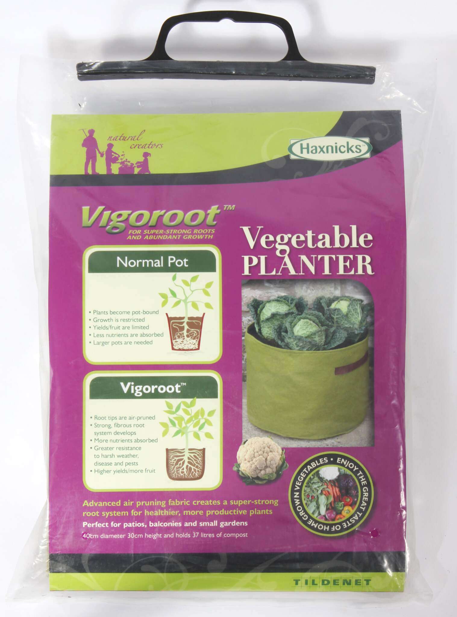 Verpackung der Haxnicks Vigoroot Pflanztasche für Gemüse