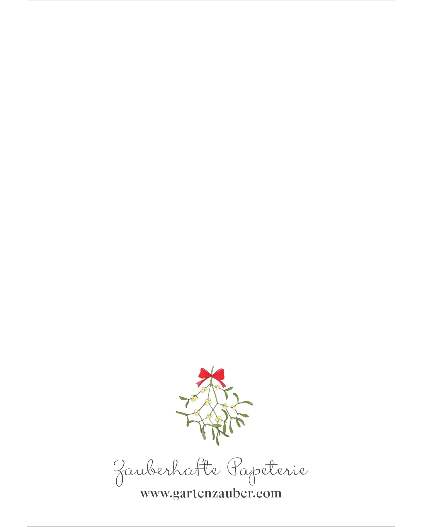 Rückseite der Klappkarte Mistelzweig aus der Gartenzauber Papeterie – mit Miniaturillustration und Barcode.