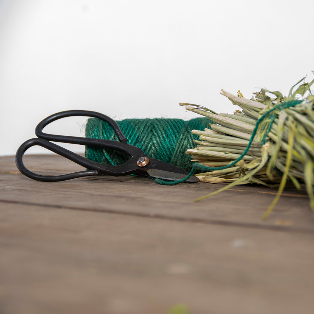 Gartenschere mit grünem Juteseil – Bindeset für Pflanzen und Sträucher