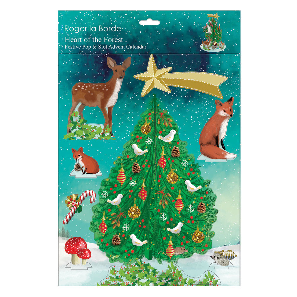 Entdecke den 3D-Adventskalender „Heart of the Forest“ von Roger la Borde – ein nostalgischer Weihnachtskalender mit 24 Türchen und stimmungsvoller Waldszene.
