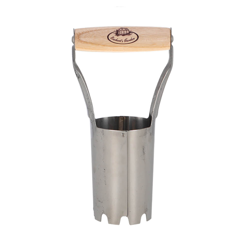 Zwiebelpflanzer aus Edelstahl mit Holzgriff – praktische Pflanzhilfe für Blumenzwiebeln