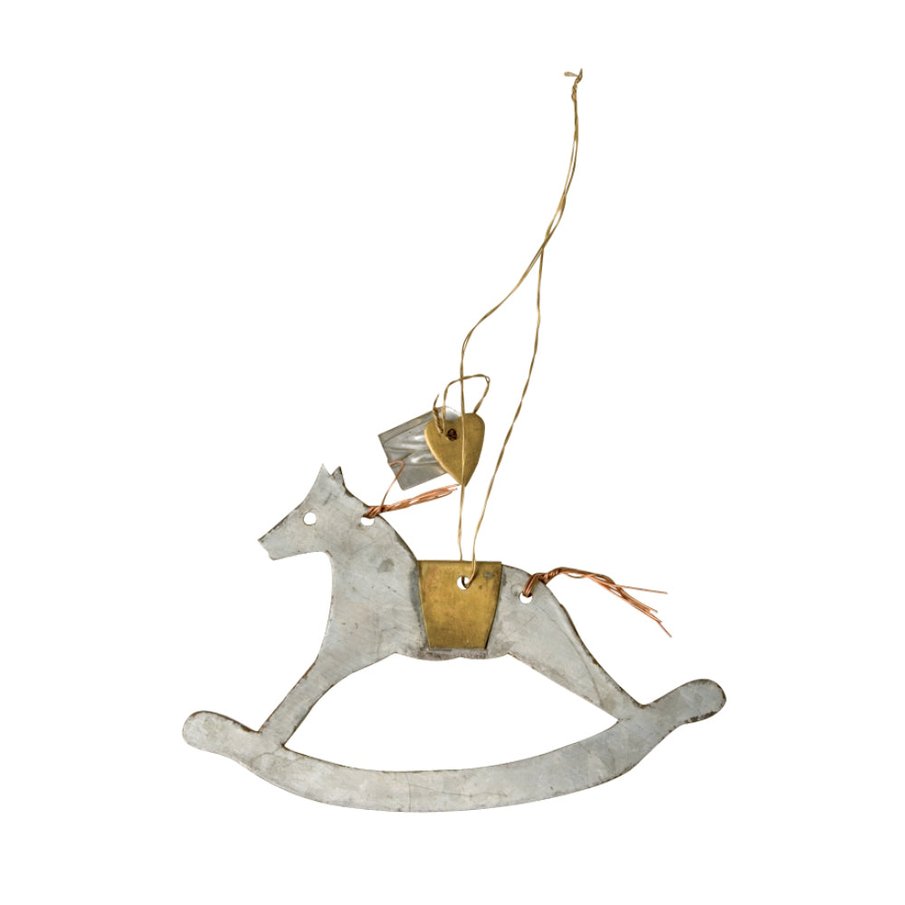 Walther & Co Zinkanhänger Pferd – handgearbeitetes Deko-Schaukelpferd für Weihnachtsbaum & Winterdeko