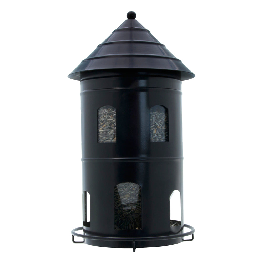 Schwarze Gigant Futterstation mit schwarzem Dach – Vogelhaus-Design