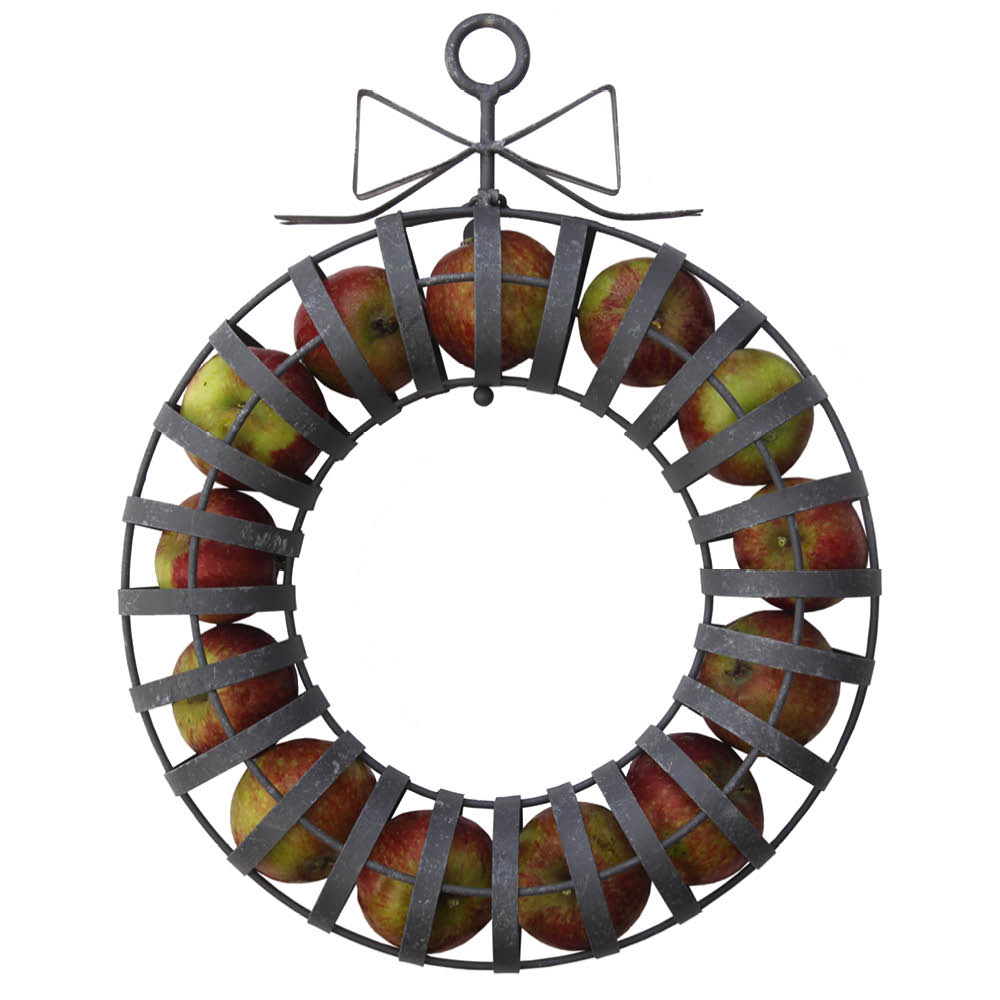 Türkranz mit Schleife und Äpfeln – natürliche Herbstdekoration