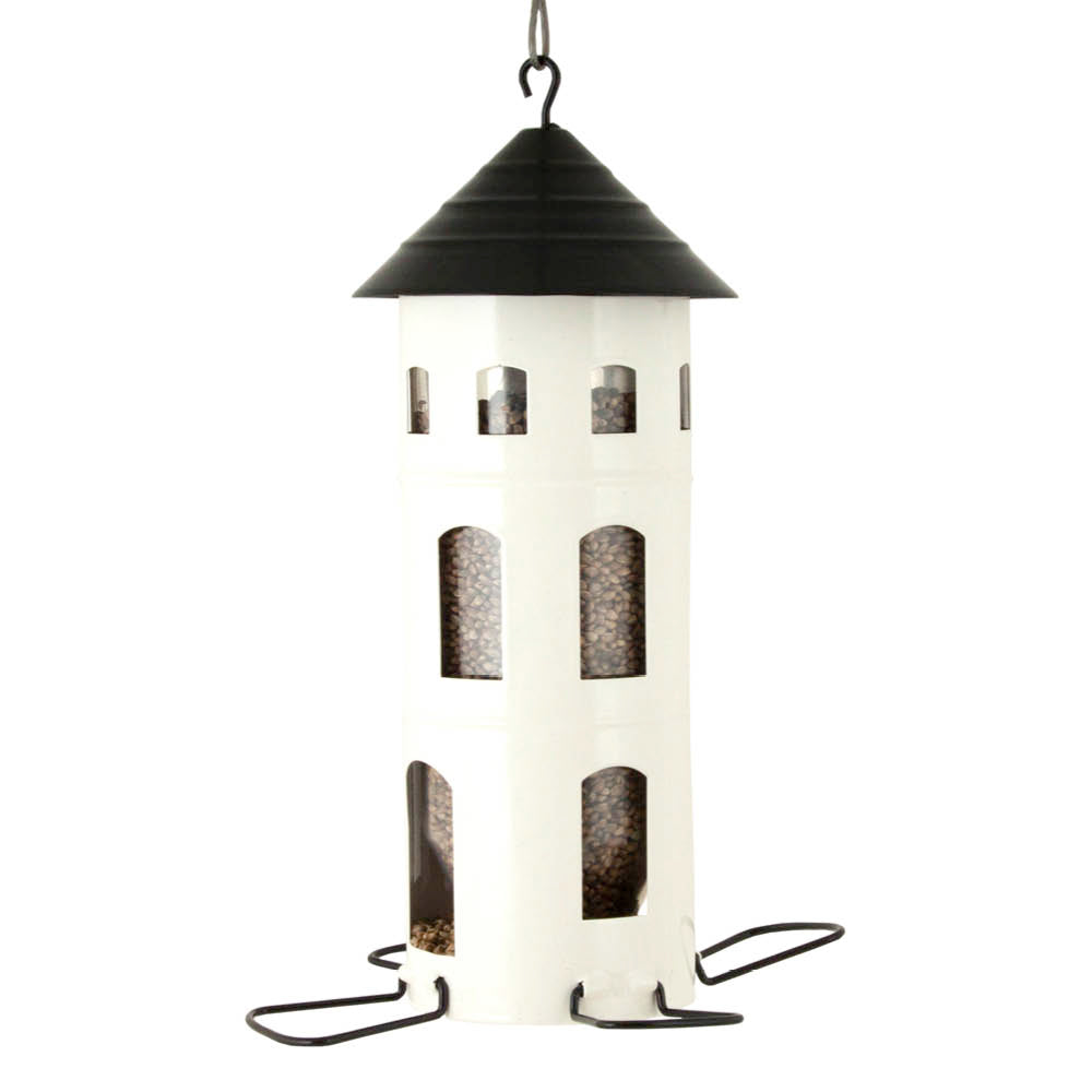 Vogelhaus Kombi-Haus Samen Weiß mit schwarzem Dach