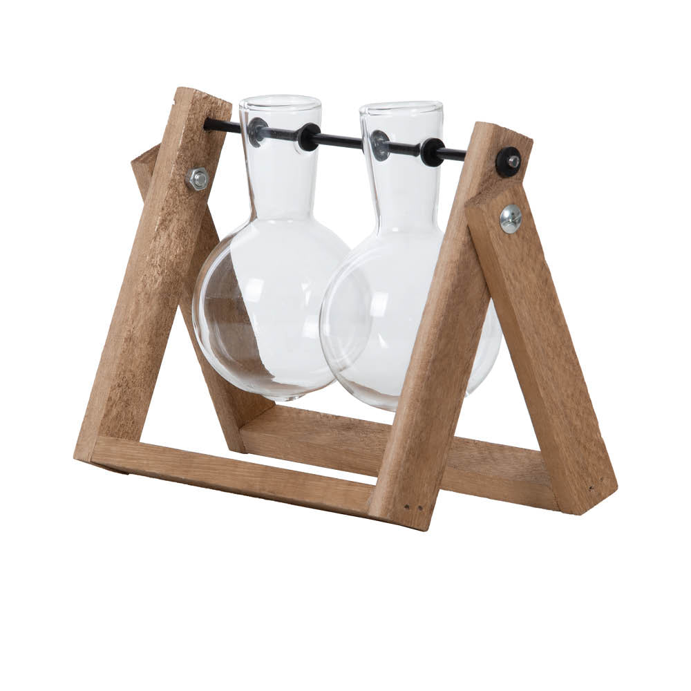 Stecklings-Set klein – Glasvasen im Holzständer für Anzucht & Deko