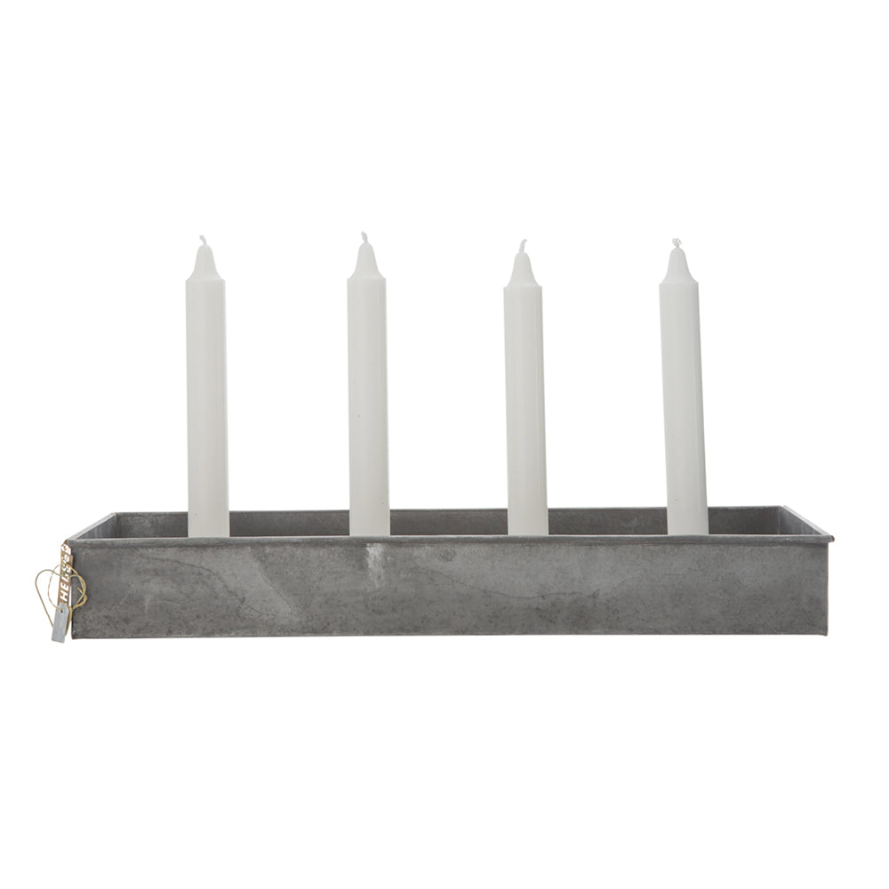 Walther & Co Zinkform – elegante Zinkschale mit Kerzenhaltern für Tisch- und Weihnachtsdekoration