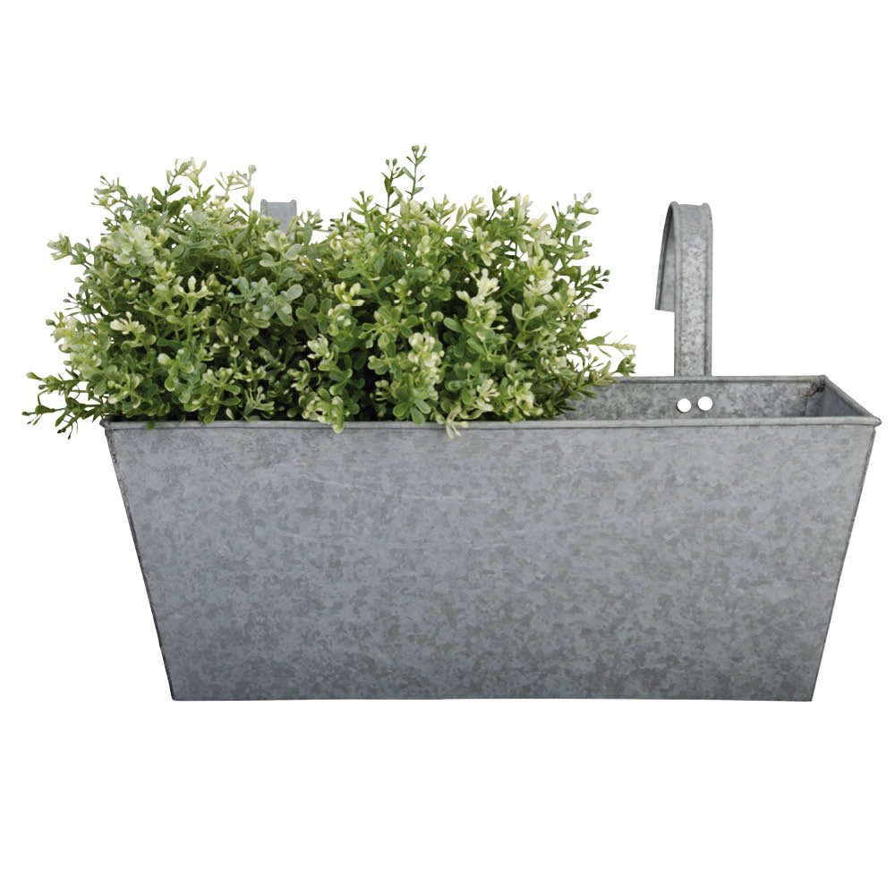 Balkonkasten aus Zink im Antik-Look mit Haken für Balkon und Garten