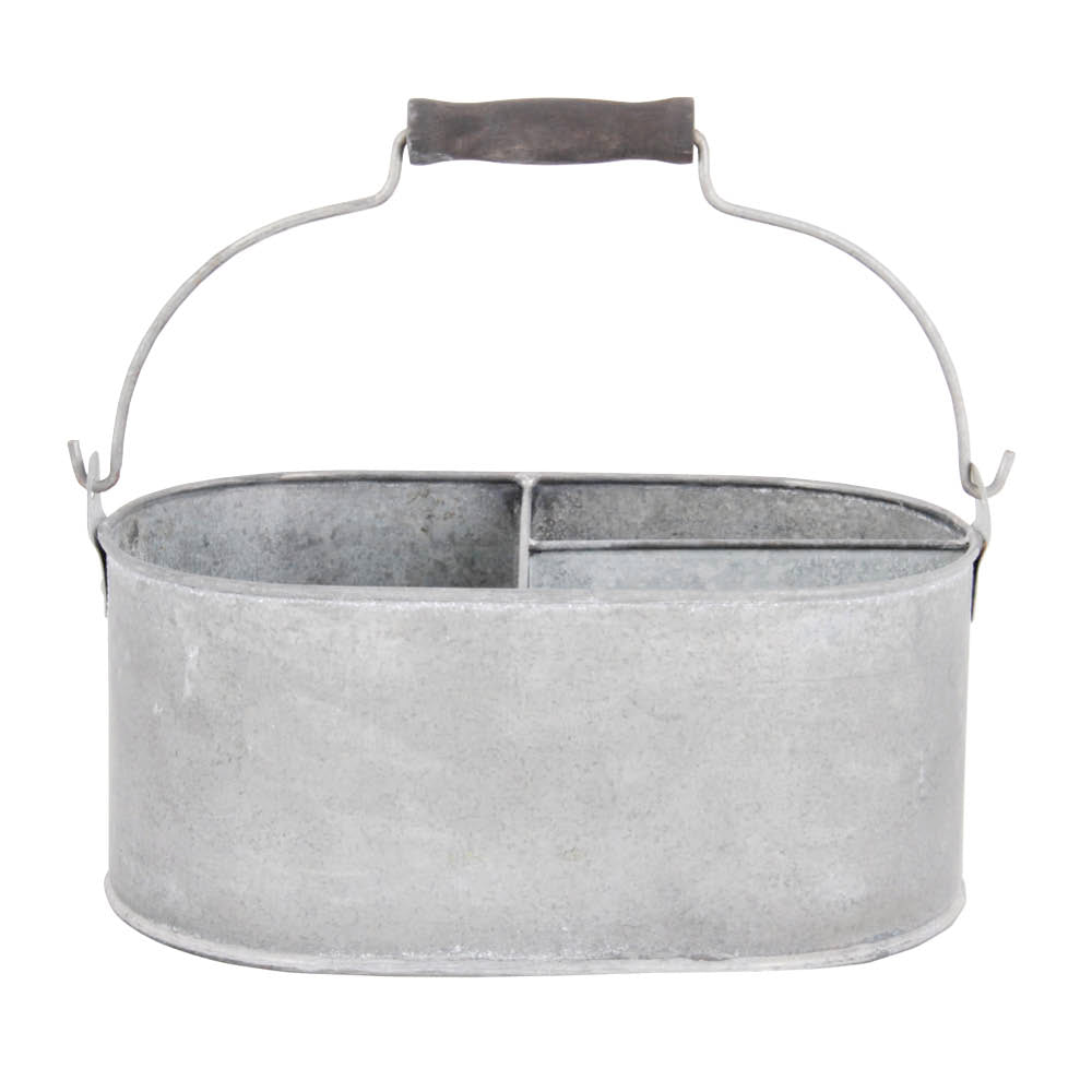 Zink-Eimer mit drei Kammern im Antik-Look für Garten und Balkon