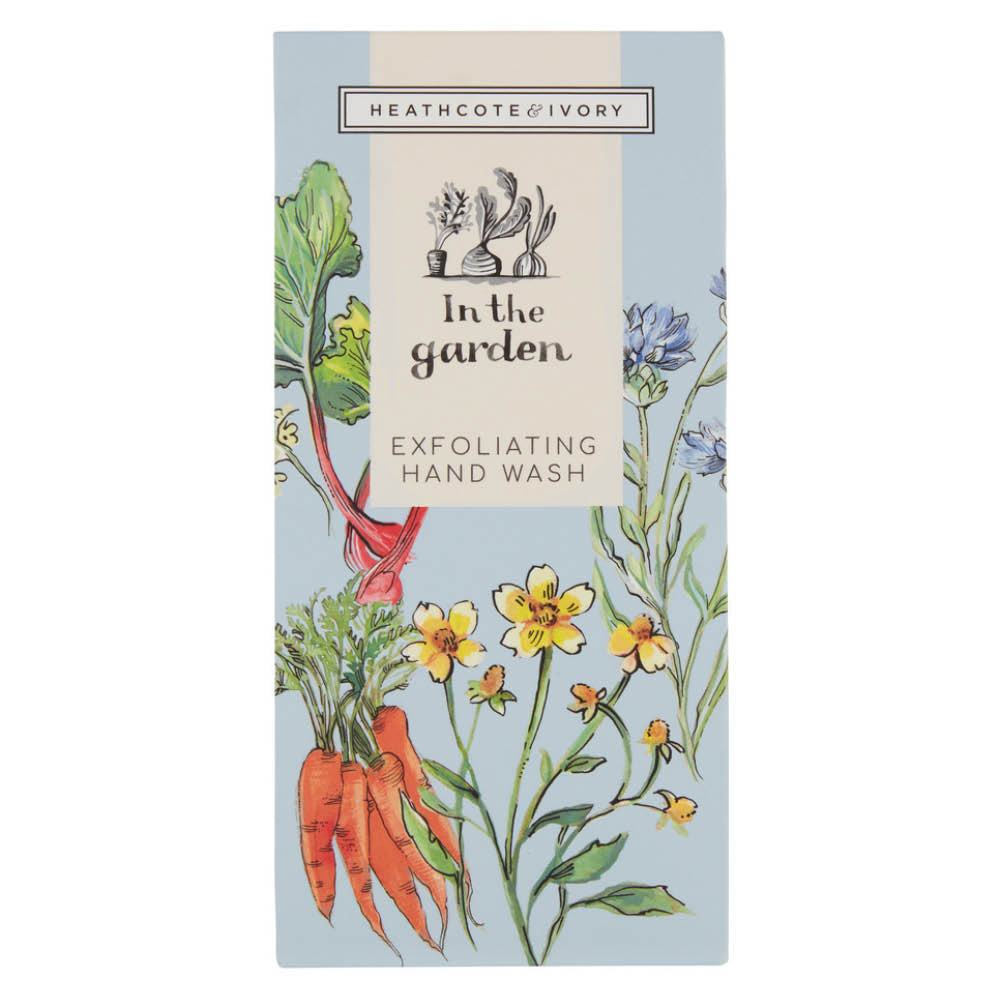 Verpackung des Handpeelings „In the Garden“ von Heathcote & Ivory in blumiger Optik