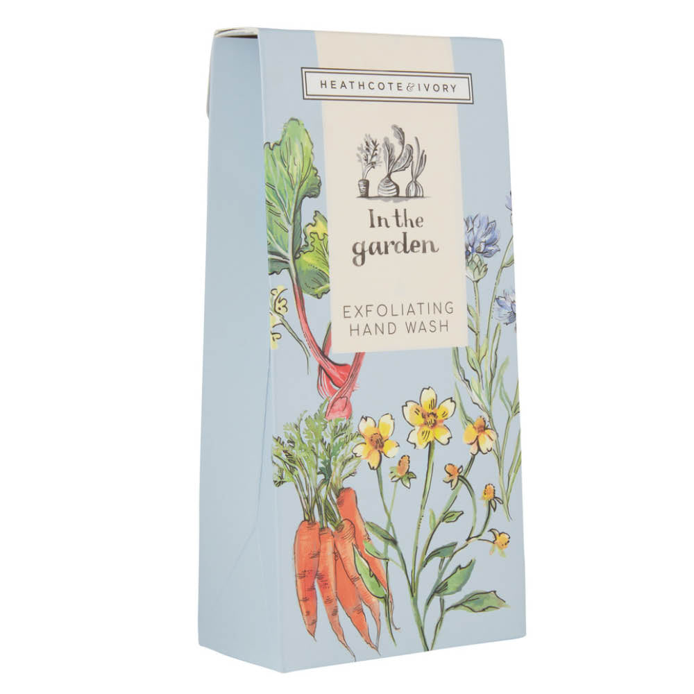 Verpackung des Handpeelings „In the Garden“ von Heathcote & Ivory in blumiger Optik