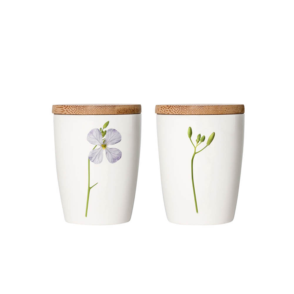 Kleiner Simply Flowers Becher mit Ölrettich-Motiv, handgefertigtes Nordic Design