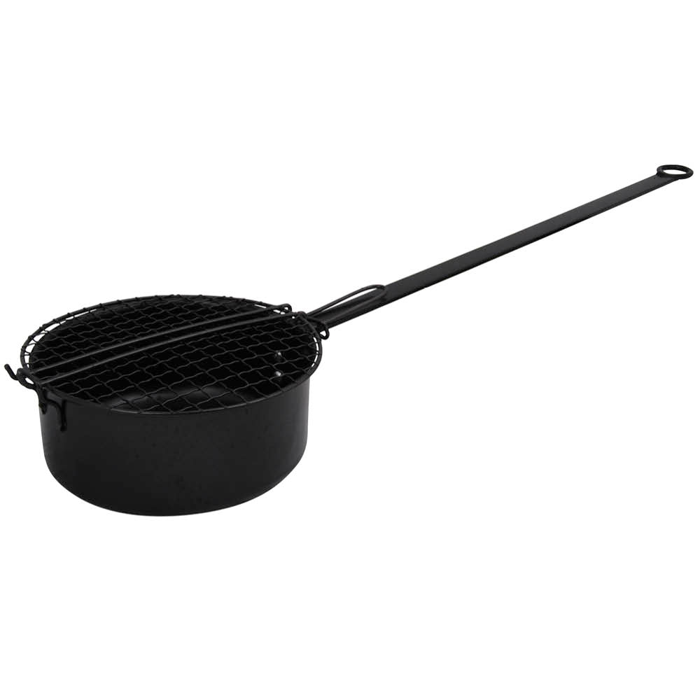 Robuste Popcornpfanne aus Metall mit extra langem Griff für Lagerfeuer
