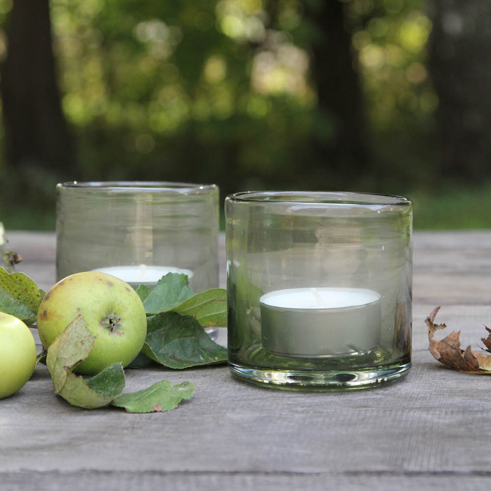 Glaswindlicht Wellow mit Teelicht – natürliche Tischdekoration